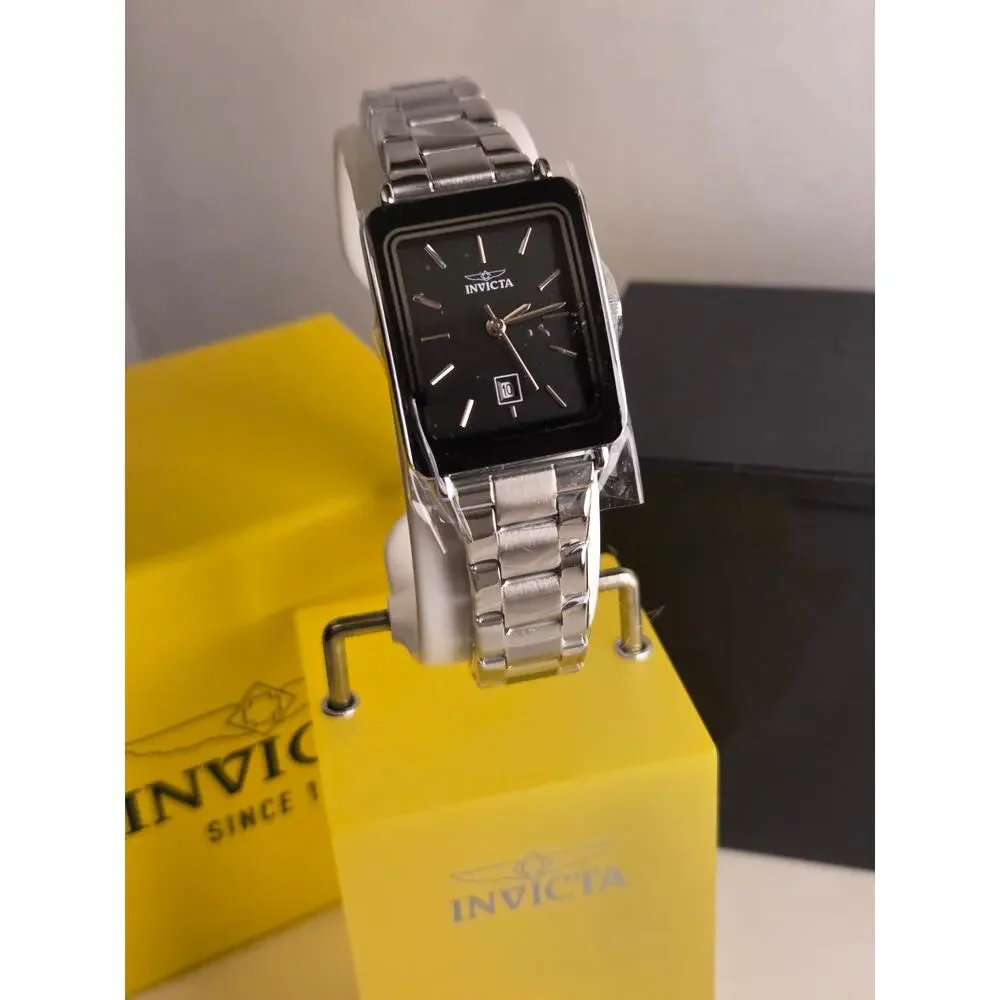 Invicta Celestial 70288 Womens Quartz Tank Watch Black Dial Stainless Steel New